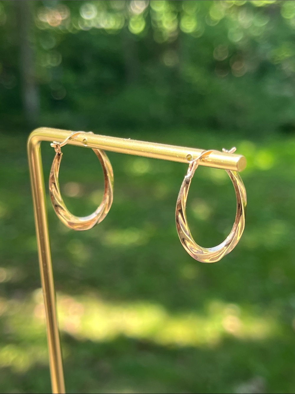 Vintage Gold Twisted Hoop Earrings